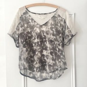 UO Staring at Stars grey floral lace top L